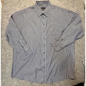 Emanuel Ungaro Dress Shirt Mens 4XL Striped Cotton Blue White Striped English